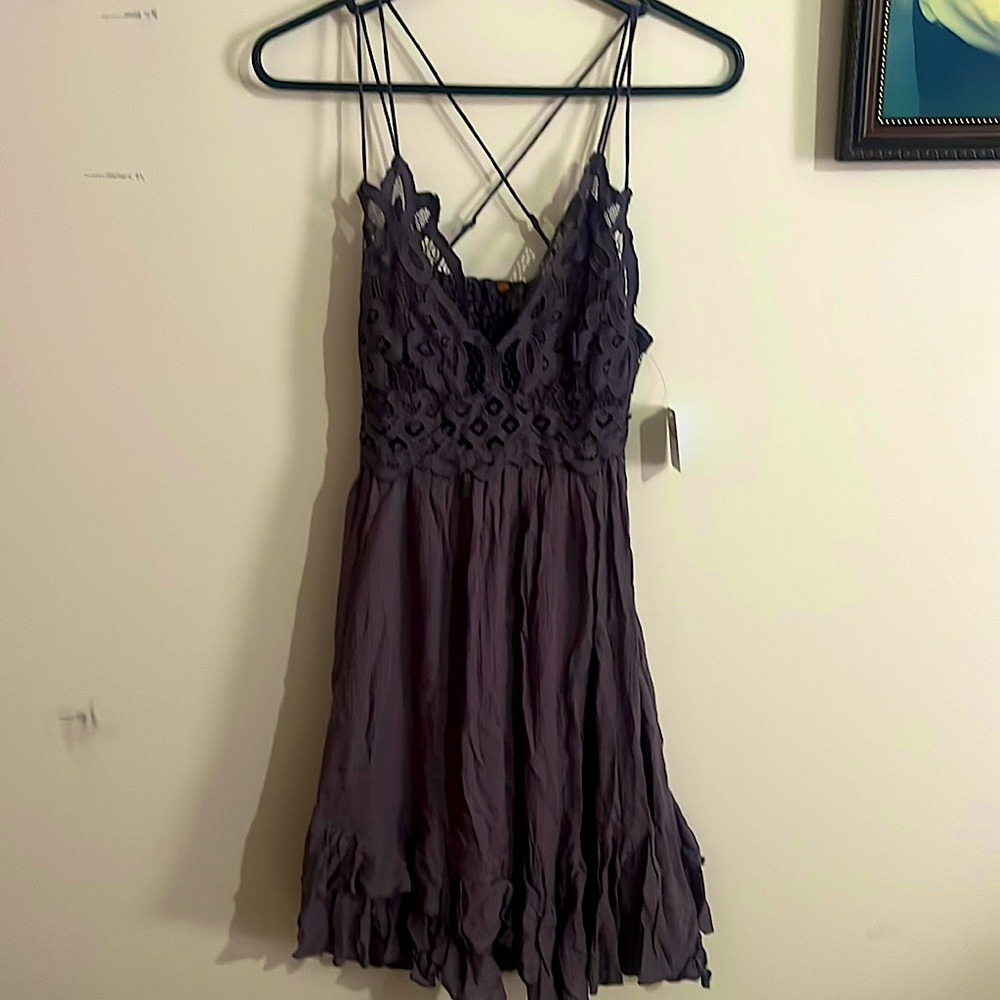 Free People Intimates Adella Slip Dress in Charcoal. NWT. Size S.